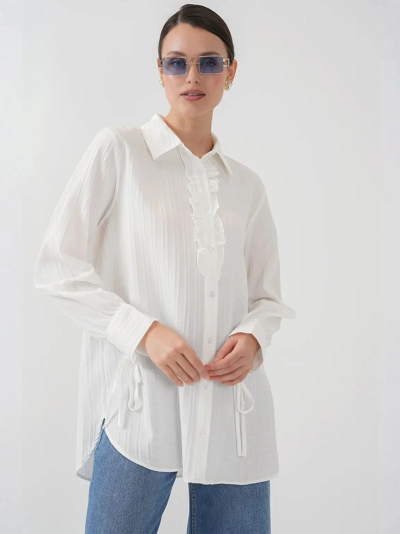 BDART Ruffle Detailed Textured Shirt